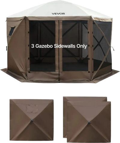 Vevor Canopy Sidewalls 5.67 x 4.85' Brown 3-Panel Set New