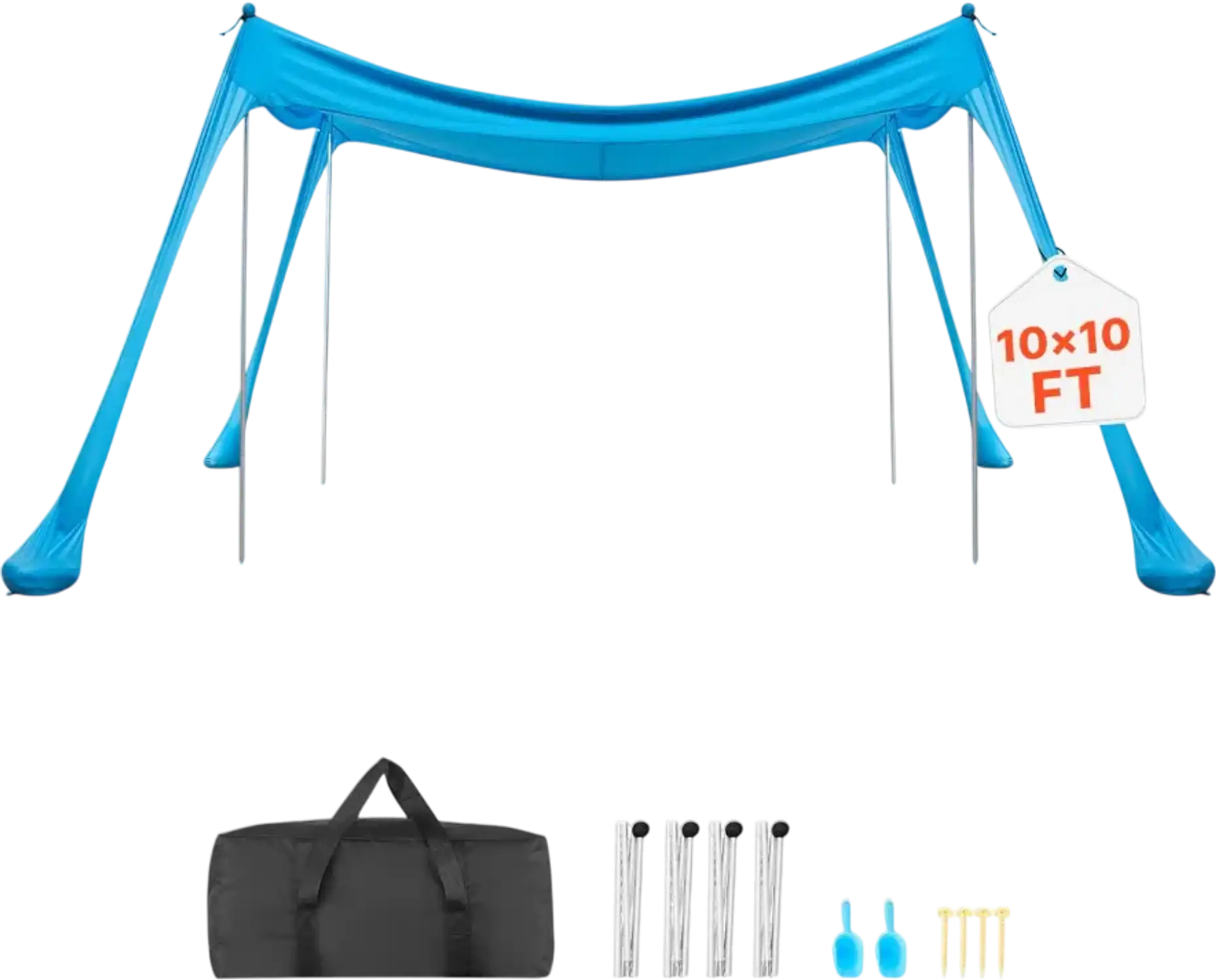 Vevor Beach Tent Sun Shelter Canopy 10' x 10' UPF50+ Pop-Up Blue New