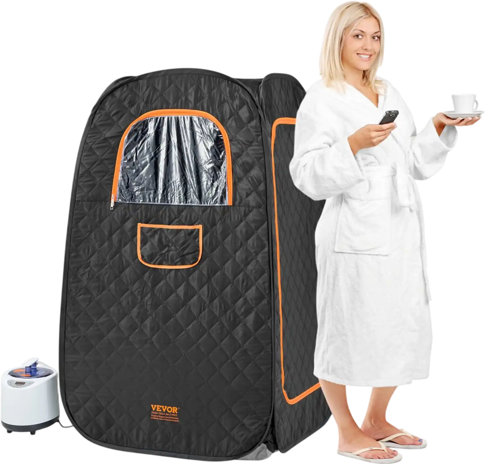 VEVOR Compact Portable Steam Sauna Tent, 1200 Watt Sauna Blanket with Chair & Storage Bag, Home Therapeutic Sauna Tent for Detox Relaxation, Time & Temperature Remote Control Personal Sauna for Home