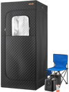 VEVOR Upgraded Portable Steam Sauna for Home, 1 Person Full Body Home Spa Tent with Steamer & 1 Foldable Chairs & Remote & Essential Oil Box,Heavy-Duty Stainless Steel Frame Sauna Box, (Black)
