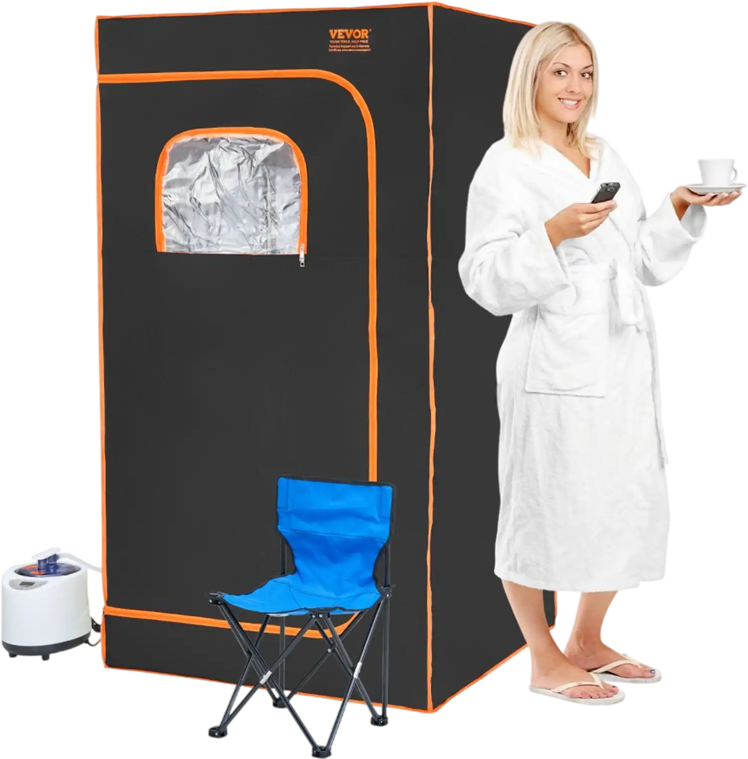 Vevor Sauna Tent Portable Steam Personal Spa Kit 1200W with Visible Window and Chair New