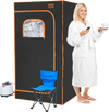 VEVOR Portable Steam Sauna Tent Full Size, 1200W With Visible Window, Personal Sauna Blanket Kit for Home Spa, Detoxify & Soothing Heated Body Therapy,Time&Temperature Remote Control with Chair,Black