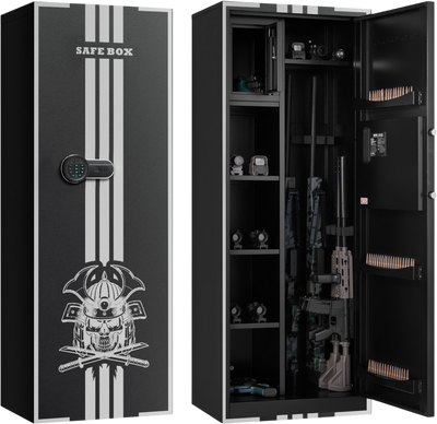 VEVOR 4 Gun Safe, Long Gun Cabinet for Rifles and Pistols, Quick Access Rifle Safe with 3 Ammo Slots and 2 Adjustable Racks, Large Digital Cabinet with Key and Password Lock