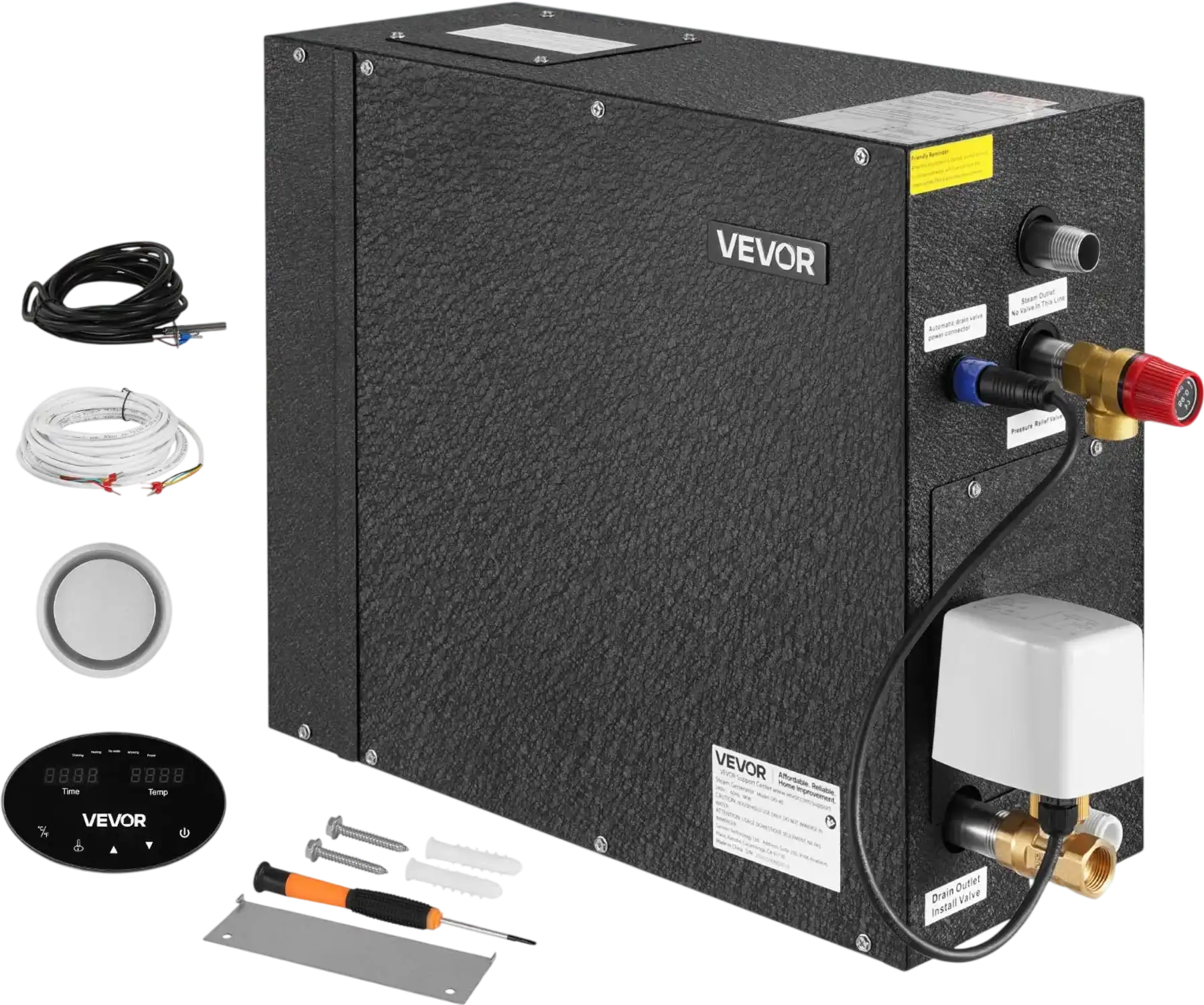 Vevor Steam Generator 4kW with Home Sauna Controller Auto Drain Kit New