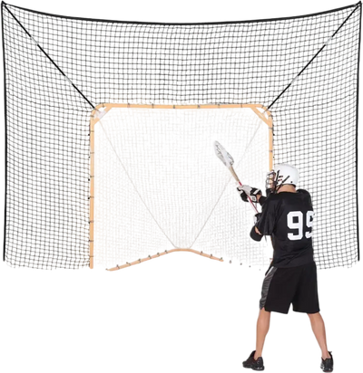 VEVOR Hockey and Lacrosse Goal Backstop, 12x9 ft Lacrosse Net with Extended Coverage, Quick Easy Setup Complete Accessories Training Net, Backyard Lacrosse Equipment, for Youth Adult (NET ONLY)