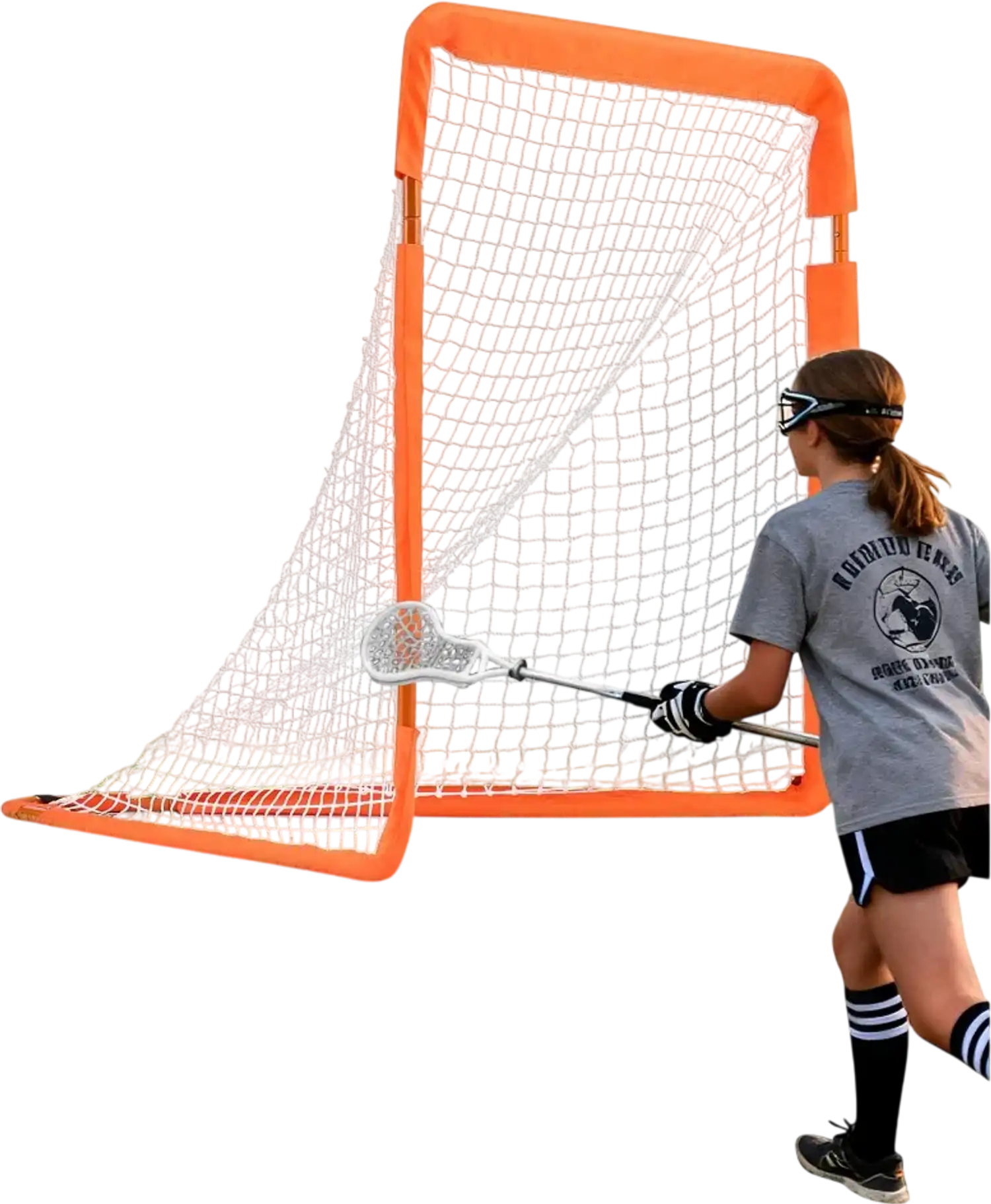 Vevor Lacrosse Goal 4' x 4' Folding Portable Kids Net with Carry Bag Orange New