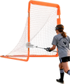 VEVOR Lacrosse Goal, 4' x 4' Small Kids Lacrosse Net, Folding Portable Lacrosse Goal with Carry Bag, Iron Frame Backyard Training Equipment, Quick & Easy Setup, Perfect for Youth Training, Orange