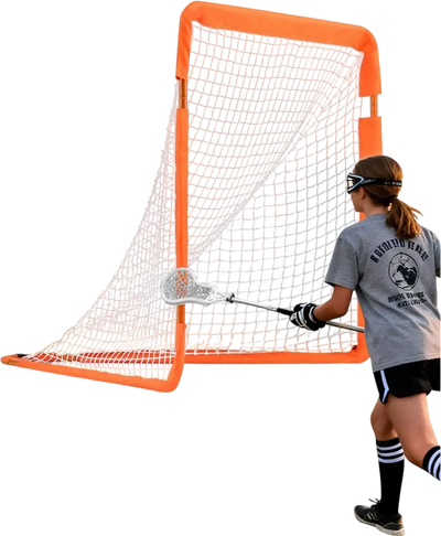 Vevor Lacrosse Goal 4' x 4' Folding Portable Kids Net with Carry Bag Orange New