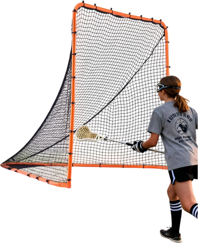 VEVOR Lacrosse Goal, 6' x 6' Lacrosse Net, Folding Portable Backyard Lacrosse Training Equipment, Steel Frame Training Net, Quick & Easy Setup Lacrosse Goal, Perfect for Youth Adult Training, Orange