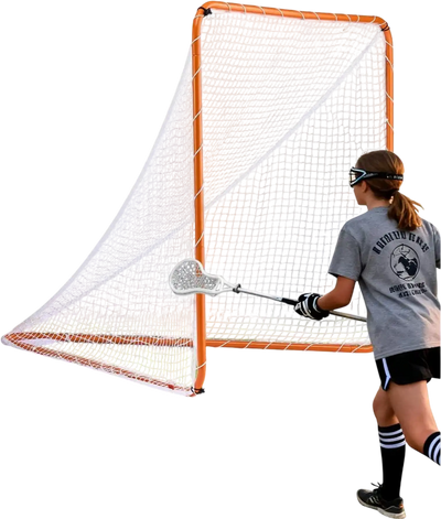 VEVOR Lacrosse Goal, 6' x 6' Lacrosse Net, Steel Frame Backyard Lacrosse Training Equipment, Portable Lacrosse Goal with Carry Bag, Quick & Easy Setup, Perfect for Youth Adult Training, Orange