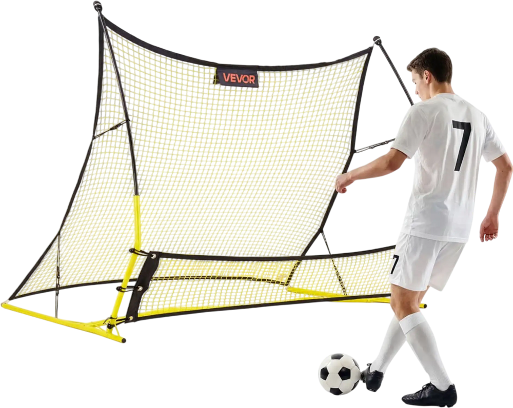 VEVOR Soccer Rebounder Net, 2-in-1 Soccer Goal Rebounder, Thickened Fiberglass Poles Iron Pipe for Team Solo Control, Passing Practice, Easy Setup Ball Training Equipment for Teens & Adults, 72" x 43"