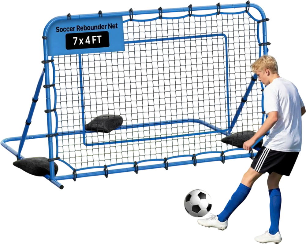 VEVOR Soccer Rebounder Net, Quick-Switch Angle Soccer Goal Rebounder for Control, Passing Practice, Heavy-Duty Iron Frame & PE Net, Easy Setup Ball Training Aids & Equipment for Teens&Adults,7 x 4 ft