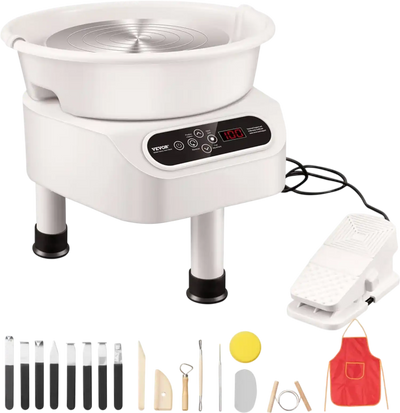VEVOR Pottery Wheel, 11 inch Pottery Forming Machine, 450W Electric Wheel for Pottery with Foot Pedal and LCD Touch Screen, Direct Drive Ceramic Wheel with 3 Support Legs for DIY Art Craft, White