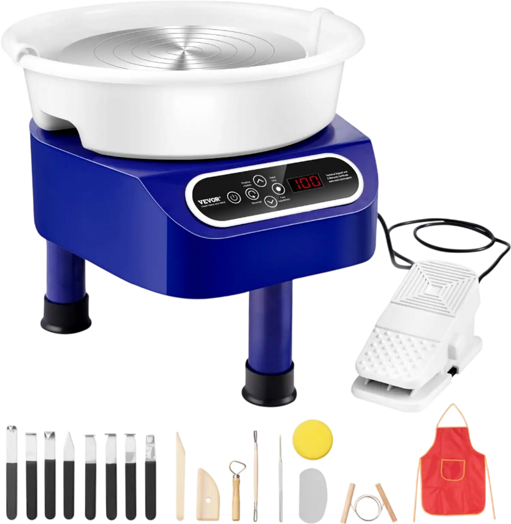 VEVOR Pottery Wheel, 11 inch Pottery Forming Machine, 450W Electric Wheel for Pottery with Foot Pedal and LCD Touch Screen, Direct Drive Ceramic Wheel with 3 Support Legs for DIY Art Craft, Blue