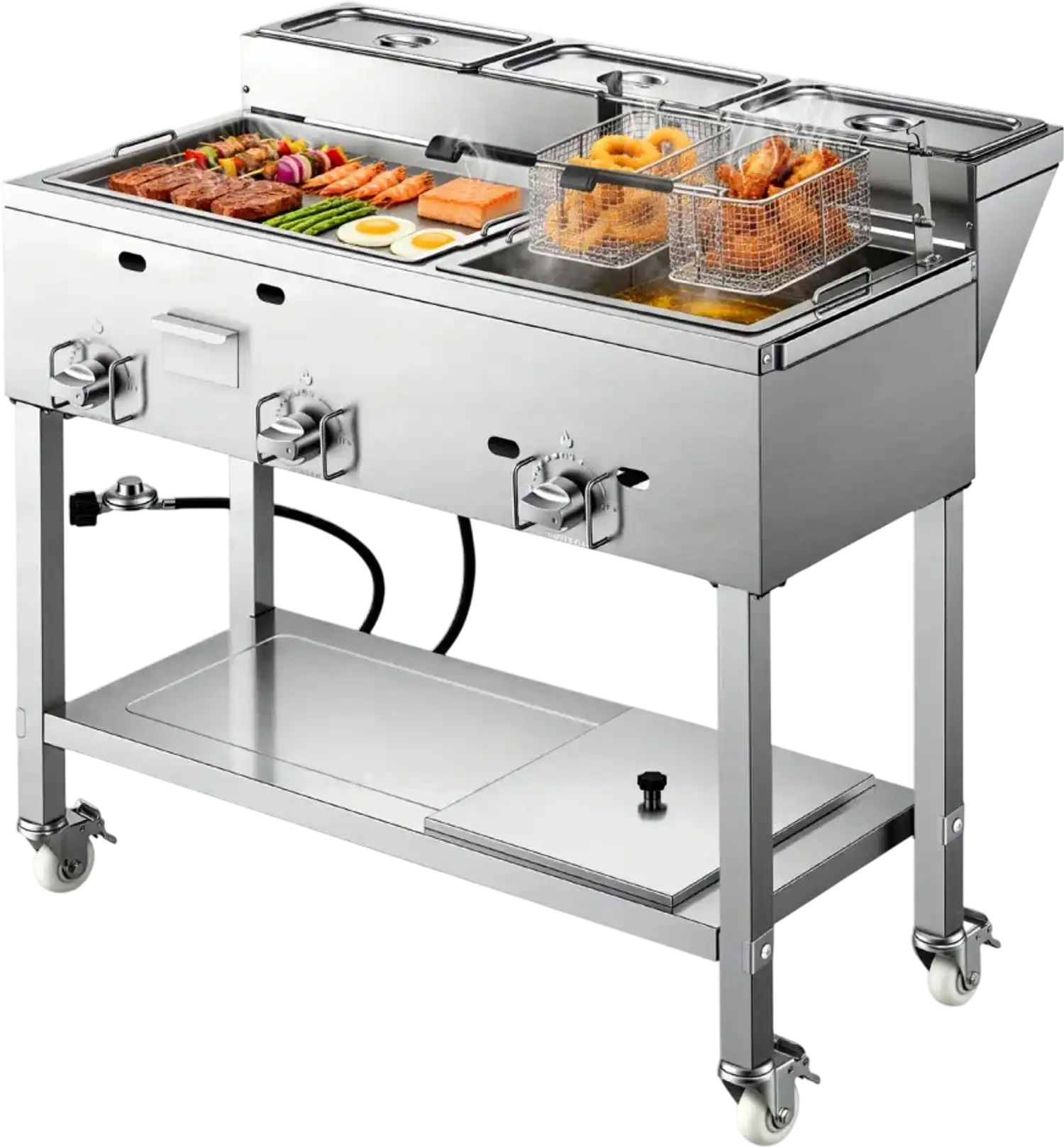 Vevor Frying Cart Outdoor Propane Fryer & Griddle Combo New