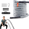 VEVOR Battle Rope, 1.5 Inch Diameter 30Ft Length Polyester Exercise Rope, Battle Exercise Equipment with Protect Sleeve & Anchor, Heavy Weighted Rope for Home Gym Workout Core Strength Training, Gray