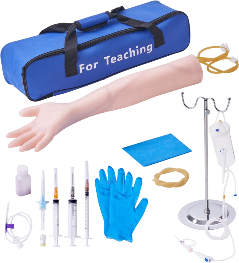 VEVOR Phlebotomy Practice Kit, IV Venipuncture Intravenous Training Kit, High Simulation IV Practice Arm Kit with Carrying Bag, Practice and Perfect IV Skills, for Students Nurses and Professionals