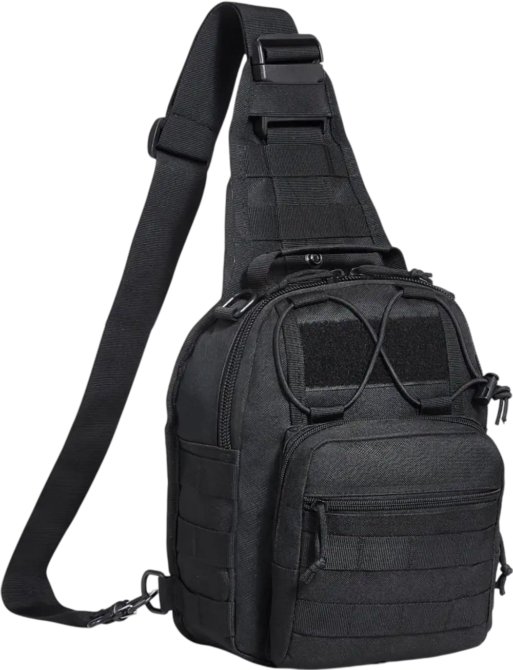 Tactical Sling Bag, 10L Military Rover Shoulder Sling Backpack with Molle Design and Multi-pocket,  600D Tactical Shoulder Bag Ideal for Caping, Hiking and Every Day Carry, Black