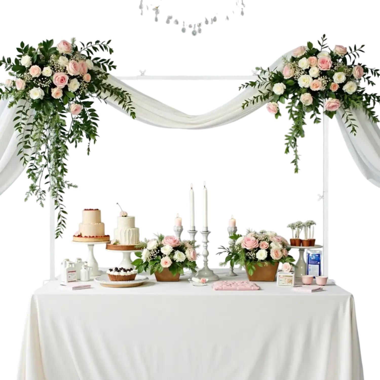 Vevor Table Arch Stand Adjustable Over-the-Table Rod Stand with Clamps White New