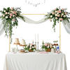 VEVOR Over The Table Rod Stand with Clamps, 13"-42" Tall & 28"-98" Length Adjustable, Metal Table Arch Stand with Rattan, Tabletop Balloon Arch Frame for Wedding Birthday Christmas Decorations, Gold