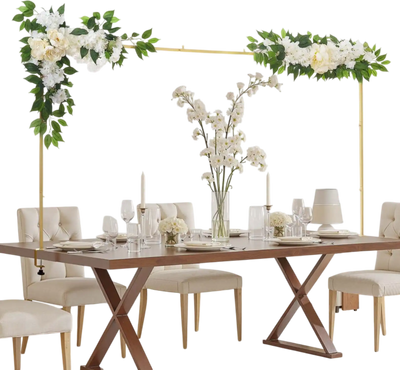 Vevor Over-the-Table Rod Stand Adjustable Gold Frame with Floral Accessories New