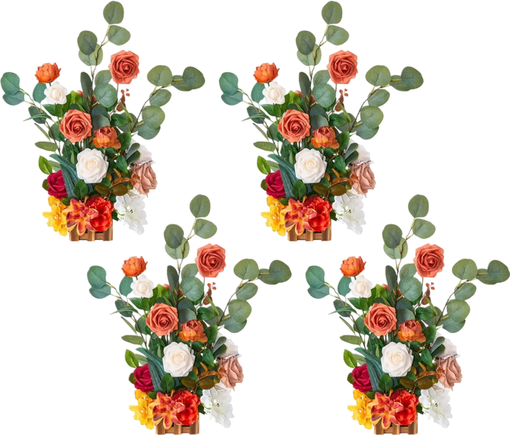 Vevor Flower Arrangements Standing Artificial Orange Wedding Centerpieces 4-Pc Set New