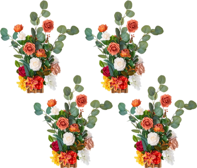 Vevor Flower Arrangements Standing Artificial Orange Wedding Centerpieces 4-Pc Set New