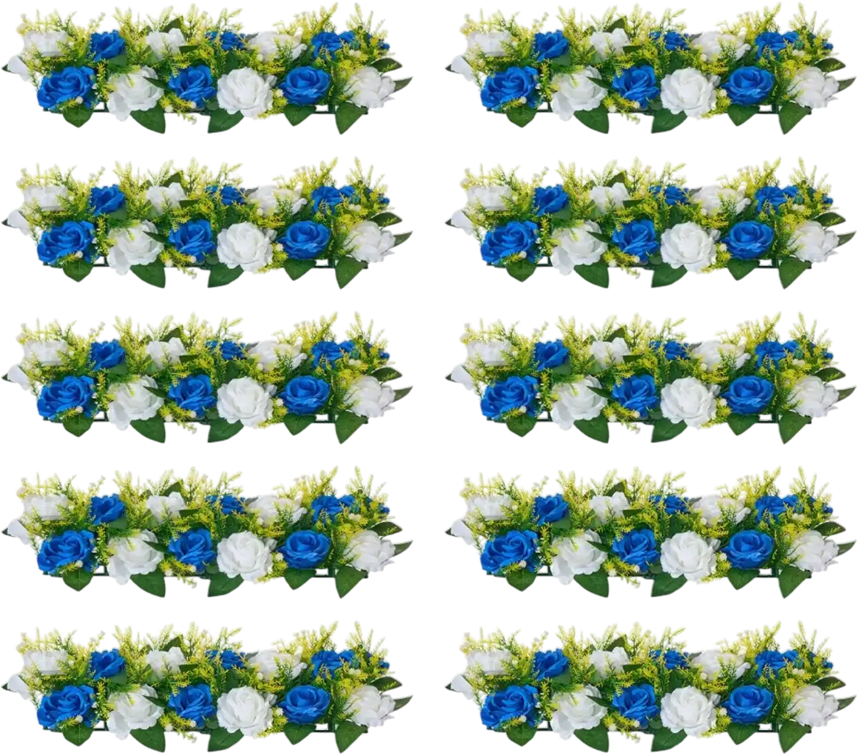 Vevor Flower Centerpieces Blue and White Faux Rose Arrangement 10-Pc 19.7