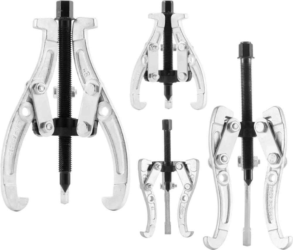VEVOR Gear Puller Set, 3 in/4 in/6 in/8 in 3 Jaw Bearing Puller with Reversible Jaws, 2 Jaw/3 Jaw Pulley Puller Tool, 4 PCS Heavy Duty Bearing Puller Tool Kit for Pulley Gear Bearing Flywheel Removal
