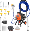 VEVOR Stand Airless Paint Sprayer, 1500W, 3300PSI High Pressure Airless Sprayer with Cart, Cleaning Brush, Hose, Extension Rod, Nozzles, Electric Spray Paint Machine for Large Apartments, Buildings
