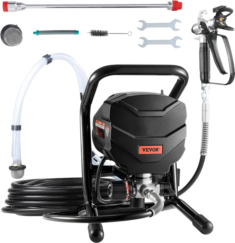 VEVOR Stand Airless Paint Sprayer, 650W High Efficiency Airless Sprayer, 3000PSI Electric Paint Sprayer Machine Extension Rod and Cleaning Kits for Interior and Exterior Furniture/Fence/Home/House