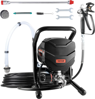 VEVOR Stand Airless Paint Sprayer, 650W High Efficiency Airless Sprayer, 3000PSI Electric Paint Sprayer Machine Extension Rod and Cleaning Kits for Interior and Exterior Furniture/Fence/Home/House
