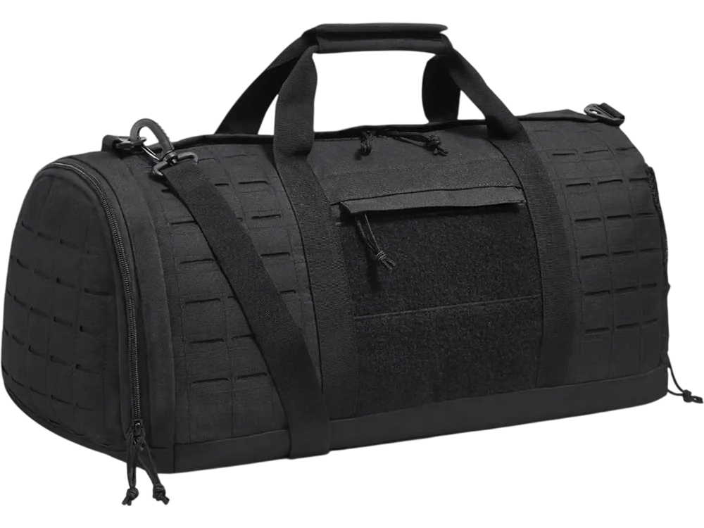Tactical Duffle Bag, 45L Gym Bag Duffle with Molle Design and Shoe Compartment, Military Travel Bag for Men and Women, Tactical Gear Bag for Overnight, Sports, Fitness, Clothing, Travel, Black