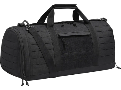 Tactical Duffle Bag, 45L Gym Bag Duffle with Molle Design and Shoe Compartment, Military Travel Bag for Men and Women, Tactical Gear Bag for Overnight, Sports, Fitness, Clothing, Travel, Black