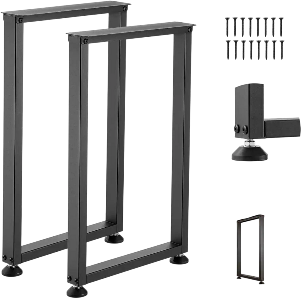 VEVOR Table Legs, 29.1" H x 17.7" W Square Steel Furniture Legs, Modular Design, Easy Assembly, 2204 lbs Max Load Heavy Duty, for Home Office Desk, Workbenches, Dinner Bar Tables, Set of 2, Black
