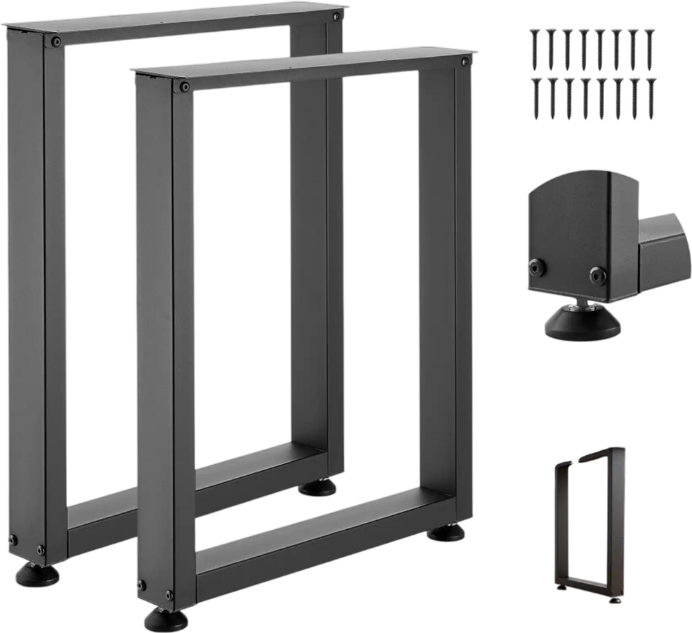 VEVOR Table Legs, 29.5" H x 23.6" W Square Steel Furniture Legs, Modular Design, Easy Assembly, 2204 lbs Max Load Heavy Duty, for Home Office Desk, Workbenches, Dinner Bar Tables, Set of 2, Black