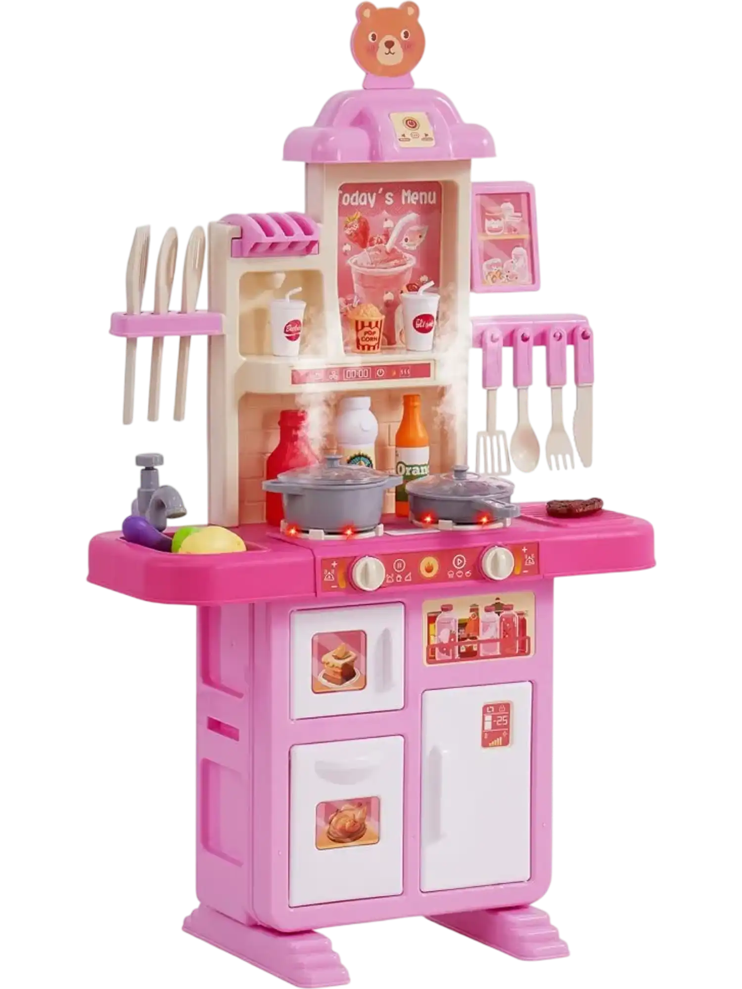 Vevor Kitchen Playset Kids Pretend Cooking Toy Set 48-Piece Pink New