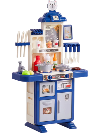 Vevor Kitchen Playset Kids Pretend Cooking Toy with 48-Piece Accessories Blue New