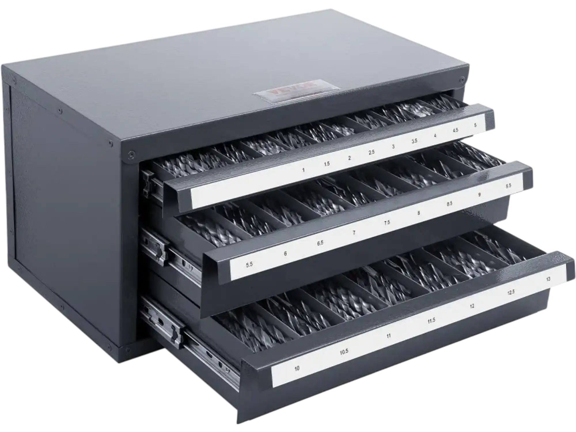Vevor Drill Bit Dispenser Cabinet 3-Drawer Stackable Organizer for 1mm-13mm New