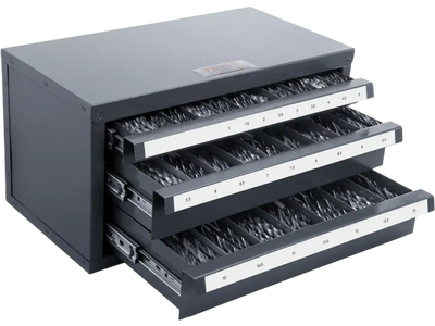 VEVOR Drill Bit Dispenser Cabinet, Three-Drawer Drill Bit Organizer Cabinet for 1mm to 13mm, Steel Drill Dispenser Organizer Cabinet with Labels, Stackable Drill Dispenser for Drill Bit Storage