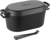 VEVOR Enameled Cast Iron Dutch Oven, 3.5 Quart Pot with Lid and Dual Handles, Heavy-Duty Durable Cookware Pan, Oven Induction Compatible up to 500℉, for Braising, Stews, Roasting, Bread Baking, Black