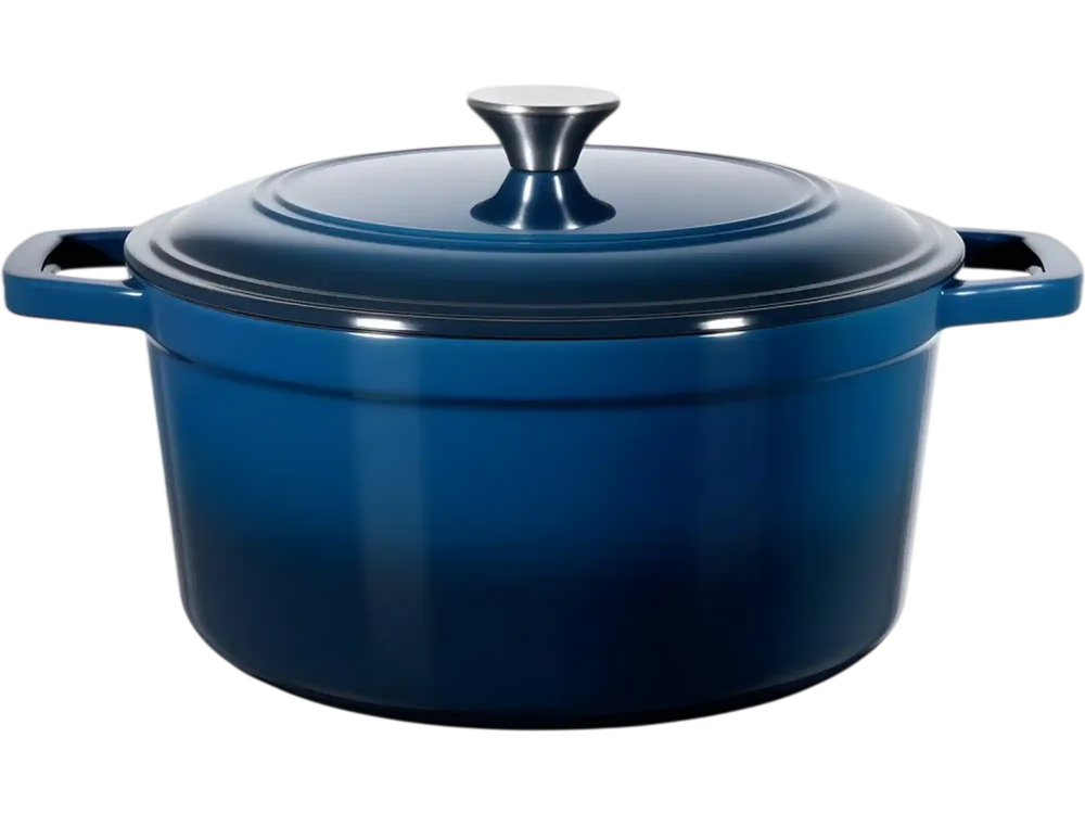 VEVOR Enameled Cast Iron Dutch Oven, 6 Quart Pot with Lid and Dual Handles, Heavy-Duty Durable Cookware Pan, Oven Induction Compatible up to 500℉, for Braising, Stews, Roasting, Bread Baking, Blue