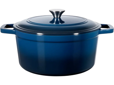 VEVOR Enameled Cast Iron Dutch Oven, 6 Quart Pot with Lid and Dual Handles, Heavy-Duty Durable Cookware Pan, Oven Induction Compatible up to 500℉, for Braising, Stews, Roasting, Bread Baking, Blue
