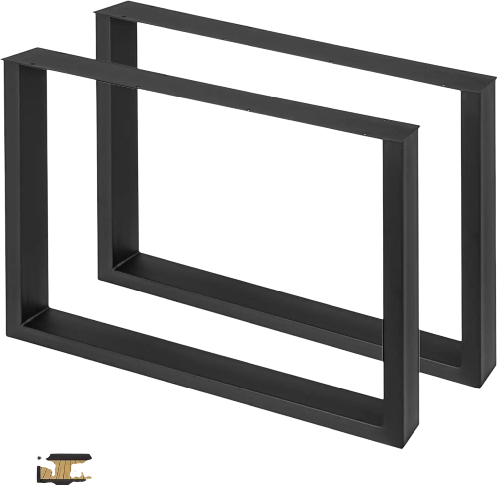 VEVOR Set of 2 Steel Table Legs, 28''Height 35''Wide Dining Table Legs, Heavy Duty 3.1" Width Box Section Square Table Legs, 28x35x3.1 Inch Black Color Industrial Country Style Metal Dining Legs