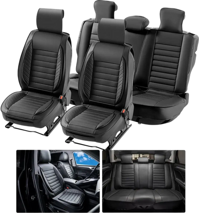 Vevor Seat Covers Universal Full Set Front and Rear Faux Leather 9-Piece Black New