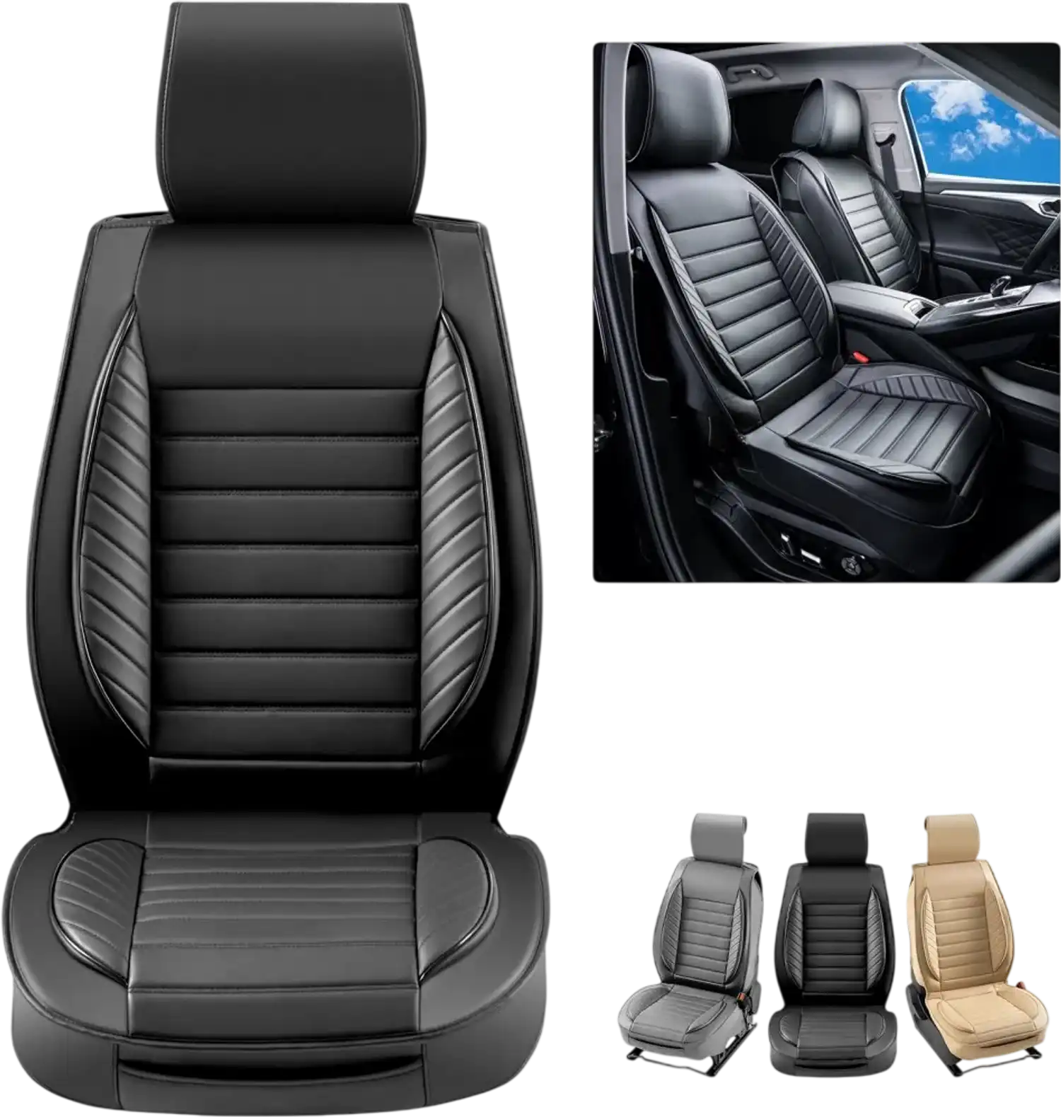 Vevor Seat Covers Universal Faux Leather Front Car Seat Covers 2-Piece Black New