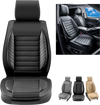 VEVOR Seat Covers, Universal Car Seat Covers Front Seats, 2pcs Faux Leather Seat Cover, Semi-enclosed Design, Detachable Headrest and Airbag Compatible, for Most Cars SUVs and Trucks Black