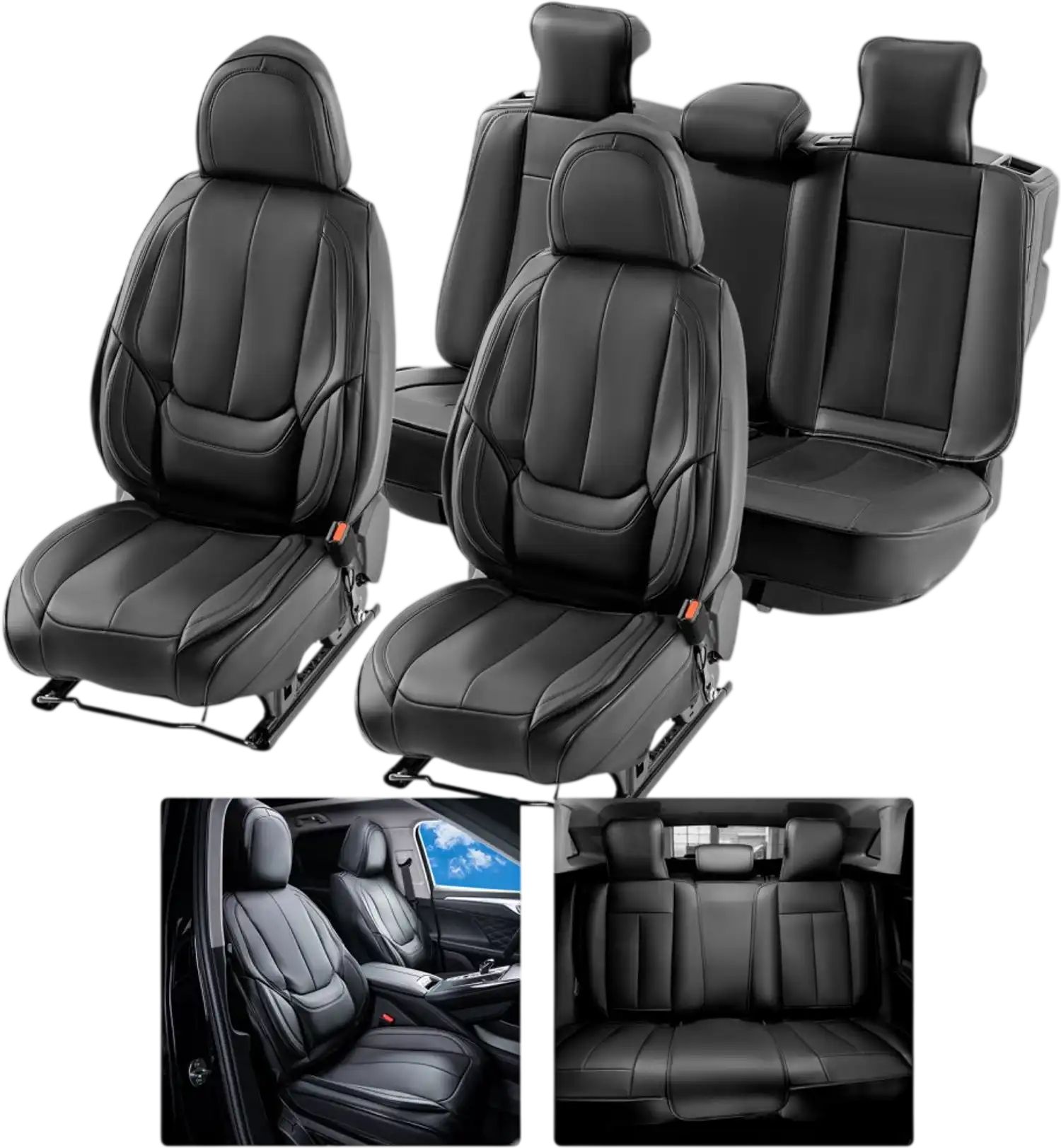 Vevor Seat Covers Universal Faux Leather Full Set Front and Rear 13pc Black New