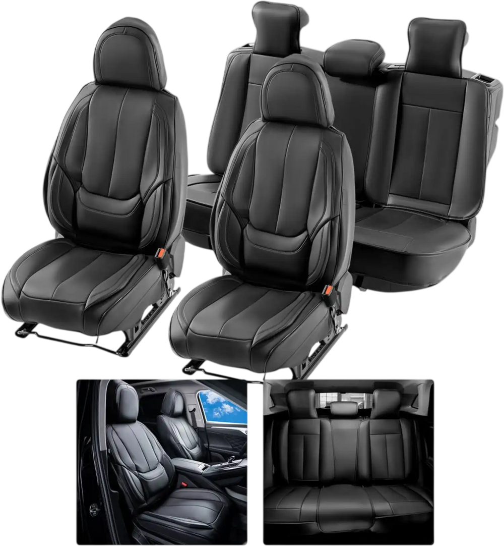 VEVOR Seat Covers, Universal Car Seat Covers Full Set Seats, Front and Rear Seat, 13pcs Faux Leather Seat Cover, Full Enclosed Design, Detachable Headrest and Airbag Compatible, for Most Car SUV Truck