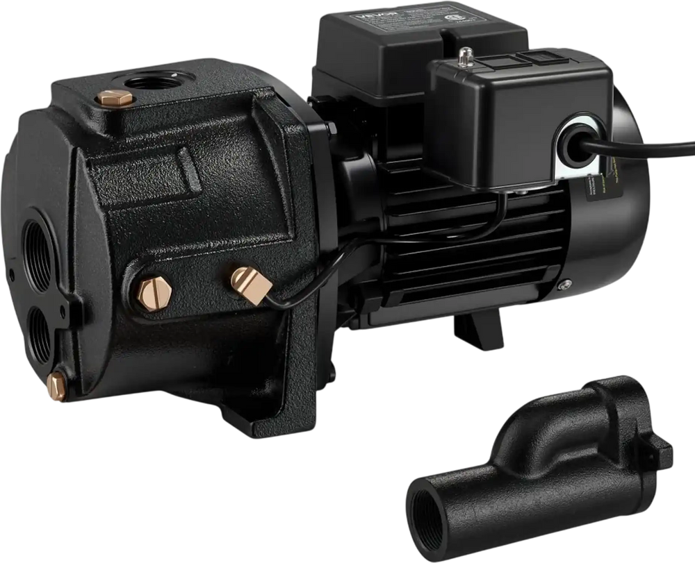 VEVOR 1 HP Shallow Well Jet Pump, AC 115/230 Volt, 1400 GPH Dual Voltage Cast Iron Well Jet Pump, with 164 ft Max Head Lift, Automatic Pressure Switch, for Garden Irrigation Lawn Sprinkler System